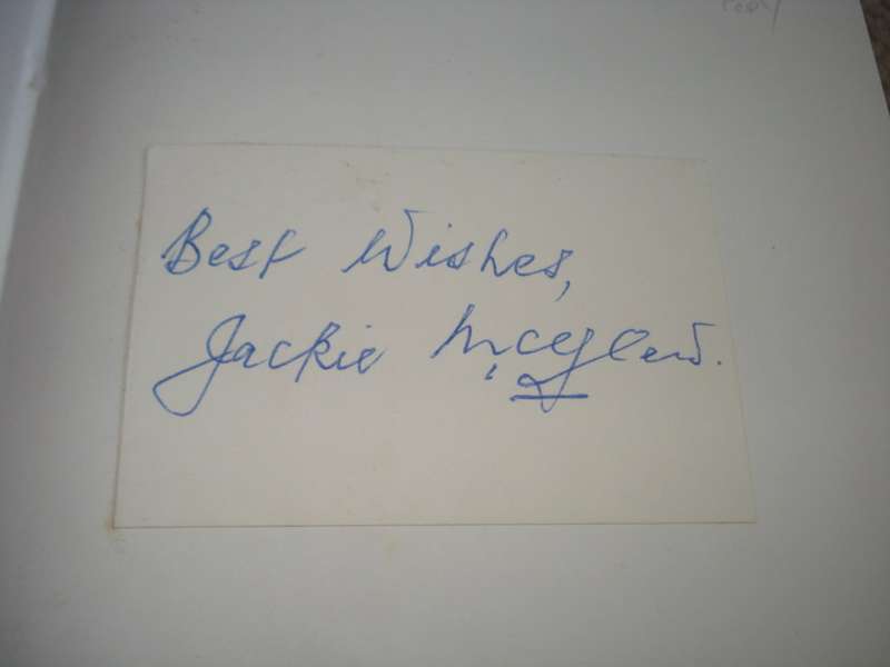 SCARCE BOOK SIGNED BY JACKIE McGLEW !!!    READ BELOW
