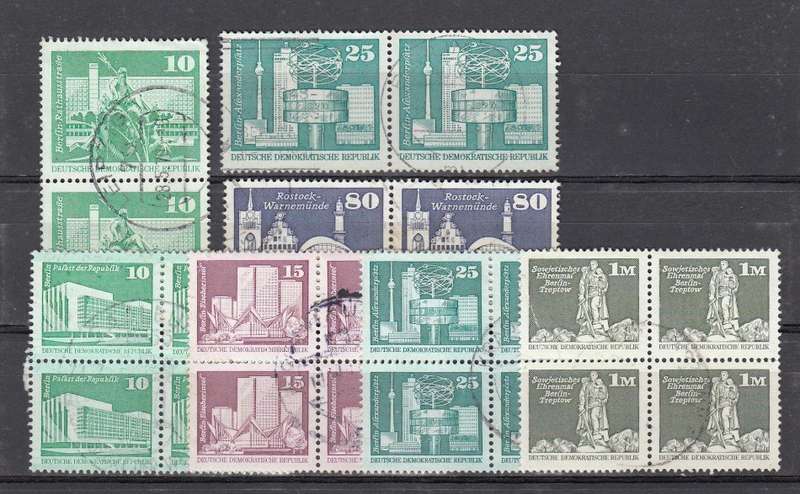 GERMANY-EAST DIFFICULT LOT OF BLOCKS AND PAIRS FINE USED