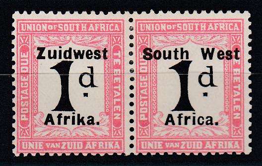 SWA-POSTAGE DUES 1d VERY FINE MINT PAIR  LIGHT HINGE REM.