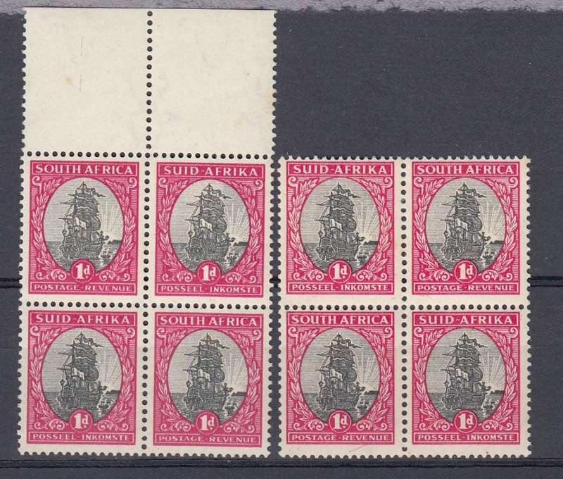 UNION-1d VERY FINE MINT BLOCKS-LEFT UMM-OTHER LIGHT HINGE REM.