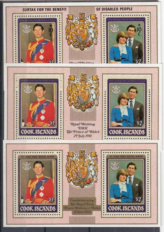 LADY DI-COOK ISL THREE DIFFERENT MINI SHEETS-SUPERB UNMOUNTED MINT