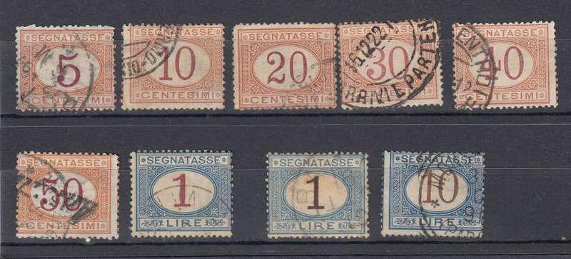 ITALY-SCARCE LOT OF POSTAGE DUES-BROWN AND RED VALUES !  82 POUNDS