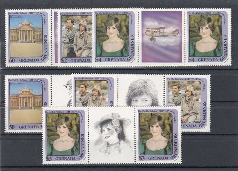 LADY DI- GRENADA TWO SETS BOTH GUTTER PAIRS     POST OFFICE FRESH