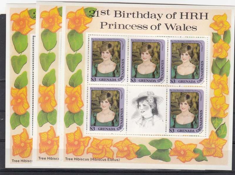 LADY DI- GRENADA SCARCE SET AS FULL SHEETS      POST OFFICE FRESH