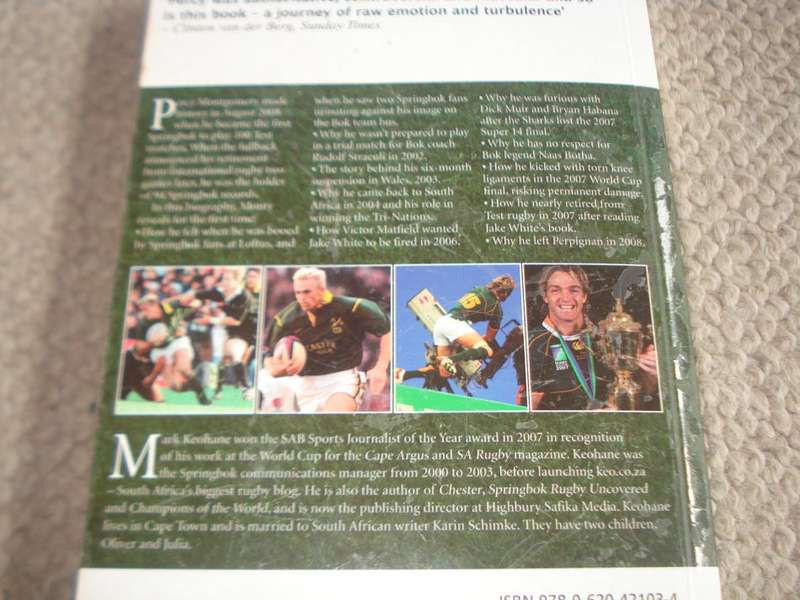 " MONTY " SCARCE BOOK SIGNED BY RUGBY LEGEND PERCY MONTGOMERY