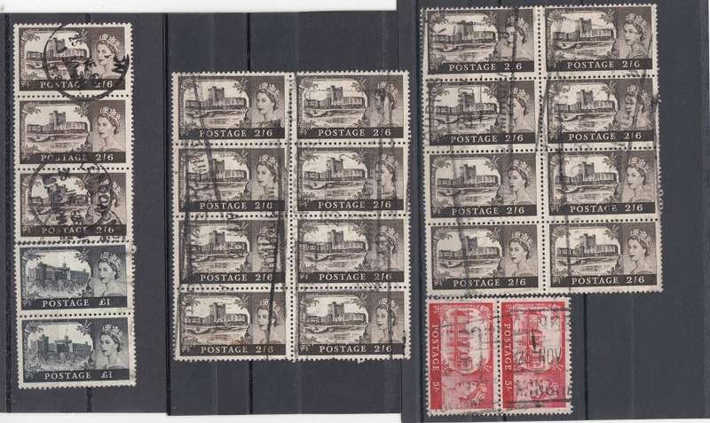 GB-SCARCE LOT OF FINE USED CASTLES AS BLOCKS + PAIRS TO THE POUND  !!