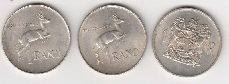 SA-THREE R1.00 COINS 1966,1967 AND 1969 READ BELOW