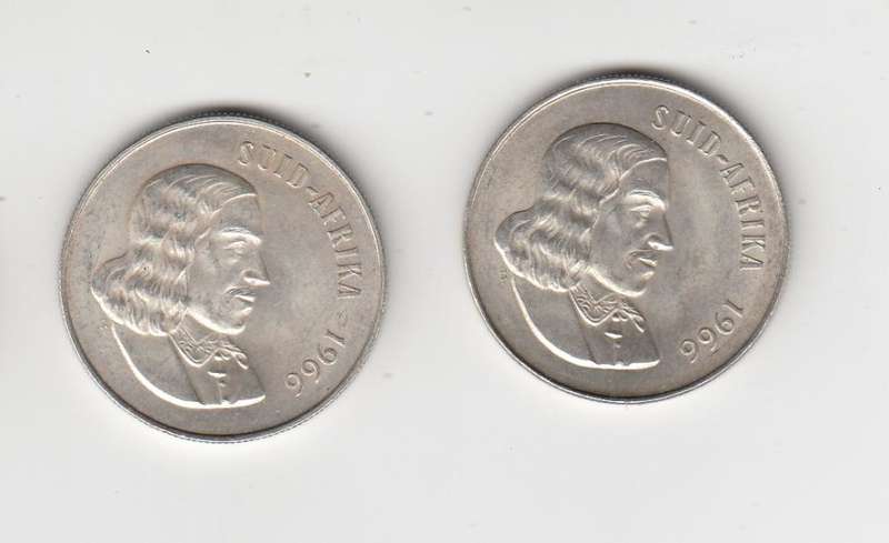 TWO LOVELY R1 SILVER COINS 1966 + 1966