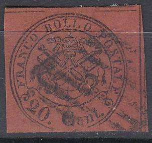 PAPAL STATES-1867 SG35 VERY FINE USED-HINGE REM.   155 POUNDS