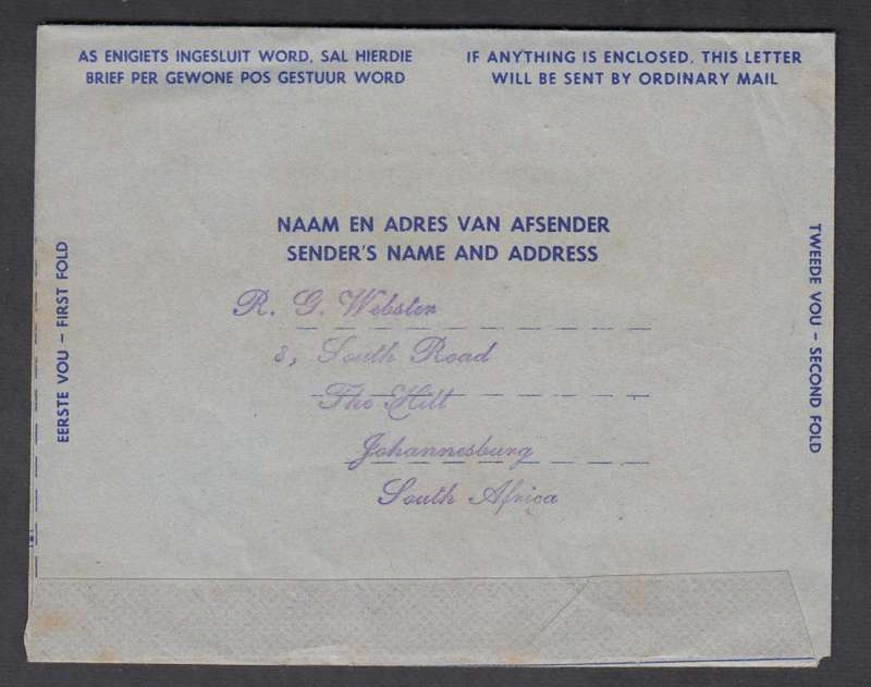 UNION-1960 NOT SEEN TOO OFTEN " NANAE " AIR LETTER