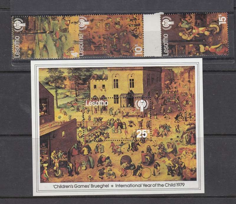 LESOTHO-1979 CHILD OF THE YEAR SET + MINI SHEET      SUPERB POST OFFICE FRESH