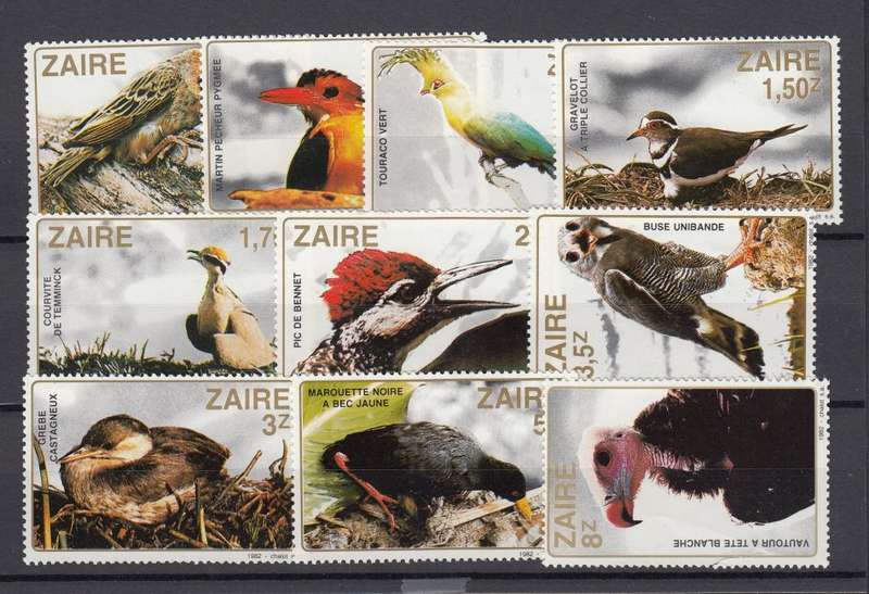BIRDS    1982 SCARCE ZAIRE SET   POST OFFICE FRESH