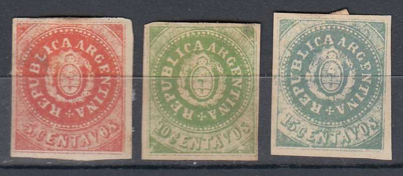 ARGENTINA-SCARCE EARLY ISSUE-5c HAS GUM-OTHERS NO GUM-SOLD AS IS !!