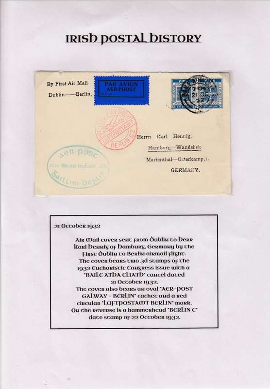 IRELAND-1932 FLIGHT COVER FROM DUBLIN- SCARCE POSTAL HISTORY-STUNNING WRITE UP-INVESTMENT-READ BELOW