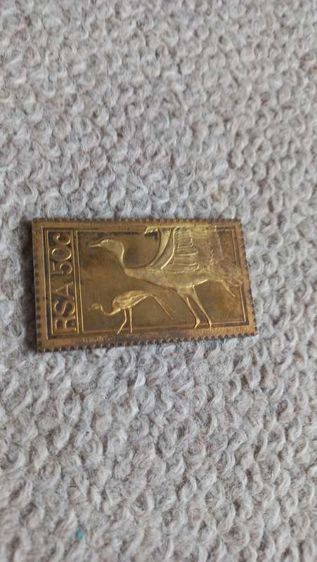 A SCARCE GOLD PLATED STERLING SILVER RSA 50c LARGE REPLICA-SEE BELOW