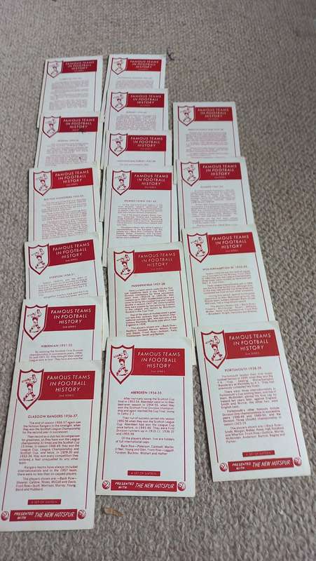 LOVELY SCARCE CARDS !!     " THE NEW HOTSPUR FAMOUS TEAMS IN FOOTBALL HISTORY " SEE BELOW