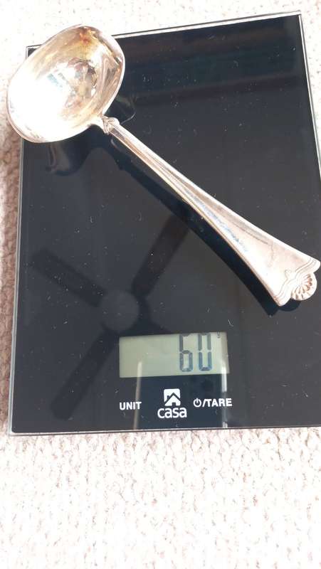 BEAUTIFUL SILVER GRAVY SPOON WITH HOOK-HALLMARKED AND " 830s "- 60 grams
