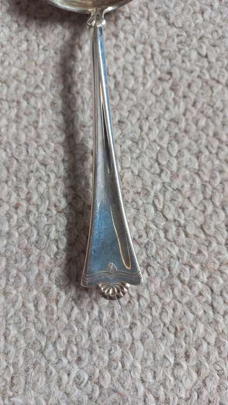 BEAUTIFUL SILVER GRAVY SPOON WITH HOOK-HALLMARKED AND " 830s "- 60 grams