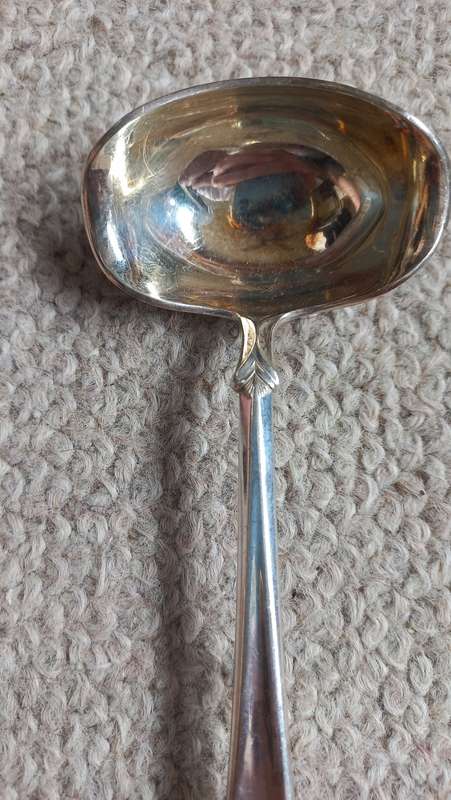 BEAUTIFUL SILVER GRAVY SPOON WITH HOOK-HALLMARKED AND " 830s "- 60 grams