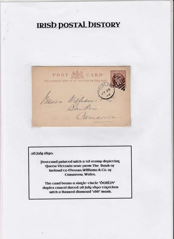 NORTHERN IRELAND-   SCARCE 1890 POSTAL HISTORY WITH WRITE-UP READY FOR EXHIBIT !!!!