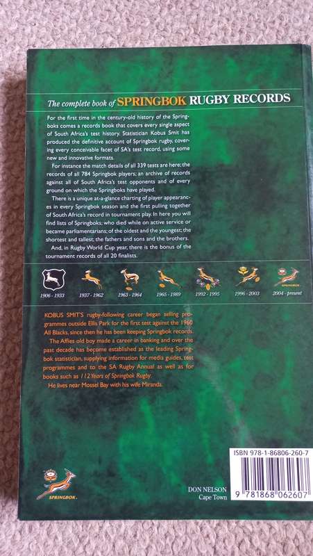 FRESH LOVELY SIGNED BY DIETER KRIESE RUGBY LEGEND " THE COMPLETE BOOK OF SPRINGBOKS RUGBY RECORDS "