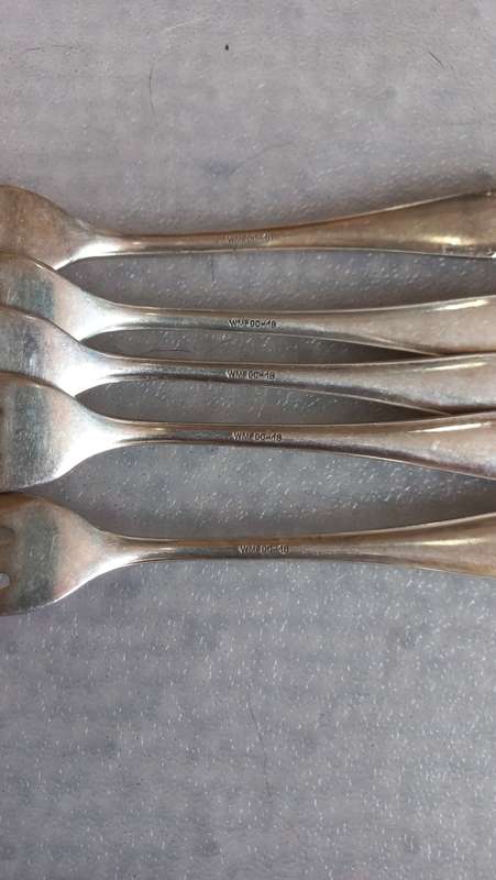 STUNNING SILVER SET OF 5 FORKS HALLMARKED " WMF 90-18 " 151 grams IN TOTAL