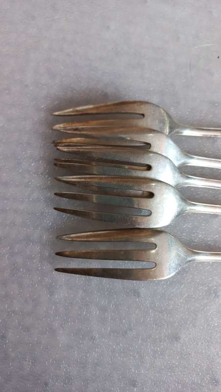 STUNNING SILVER SET OF 5 FORKS HALLMARKED " WMF 90-18 " 151 grams IN TOTAL