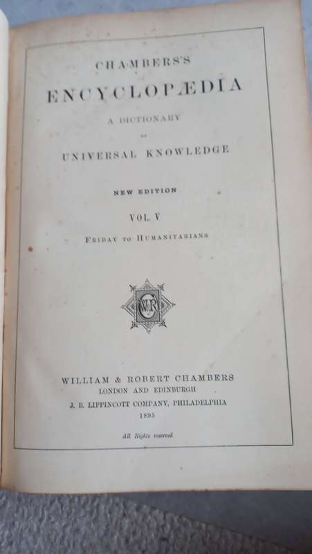 A VERY OLD AND SCARCE ENCYCLOPEDIA VOL V FRID-HUMA-VERY WELL WRITTEN UP