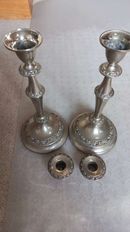 STUNNING !!!  CANDLE STICKS SET 1.4 Kgs MADE IN ENGLAND SILVER PLATED