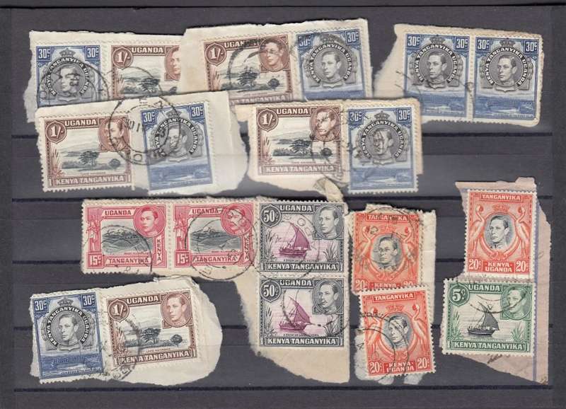 KUT-SCARCE KGVI WAR TIME ISSUES ALL ON PIECE USED IN S.A. !!!!!!!!!