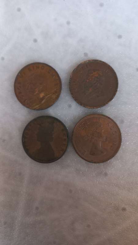 FOUR NICE COINS INCLUDING THE 1896 ZAR PENNY ETC