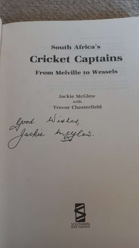 A VERY SCARCE SIGNED BOOK " S.A`S CRICKET CAPTAINS SIGNED BY JACKIE McGLEW
