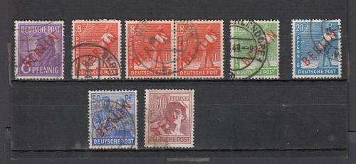 GERMANY-BERLIN-SCARCE LOT OF RED OVERPRINTS-8Pf THICK AND THIN TYPE  100 POUNDS