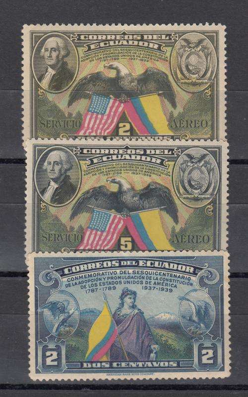 ECUADOR-BIRDS EAGLES VERY FINE MINT-HINGE REM.