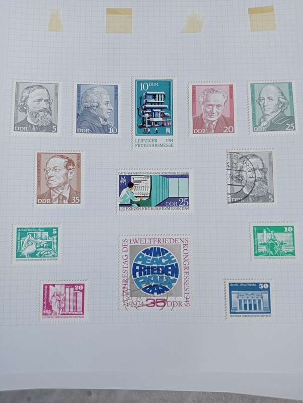 PART 1    DDR-STUNNING COLLECTION ON 15 STANLEY GIBBONS PAGES-MOSTLY COMPLETE M/U