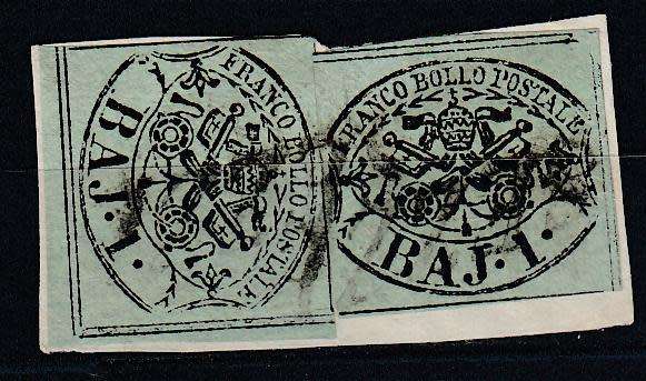 PAPAL STATES -1852      248 POUNDS +      SG 10 SCARCE SUPERB PAIR ON PIECE !!