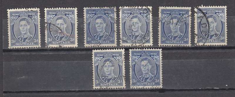 AUSTRALIA-3d SCARCE KGVI DIE CHANGES VFU