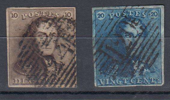 BELGIUM-1849 FIRST TWO ISSUES VFU  210 POUNDS