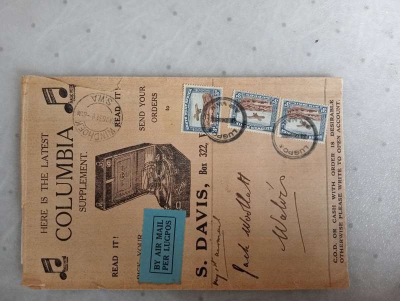 VERY SCARCE COMPLETE FLIGHT COVER SWA 1931 TO WALVIS BAY-NB SEE CONTENTS BELOW