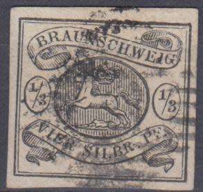 GERMAN STATES BRAUNSCHWEIG 1853 RARE STAMP  SG5 SUPERB USED    610 POUNDS PLUS PLUS