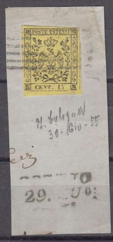 MODENA-1852  SG4 SUPERB ON PIECE   SCARCE