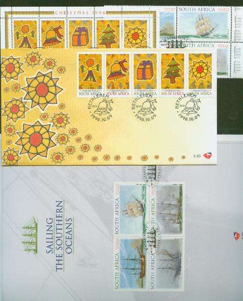 SA- 1998/9 CHRISTMAS/ SAILING FDC + BLOCKS OF 4 USED-SUPERB