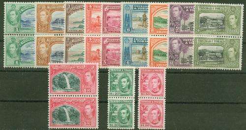 TRINIDAD & TABAGO KGVI SCARCE PAIRS UNMOUNTED MINT  100 POUNDS +