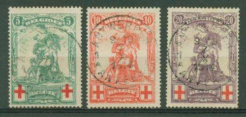 BELGIUM-1914 RED CROSS SET VERY FINE USED SG 151-153  R750.00