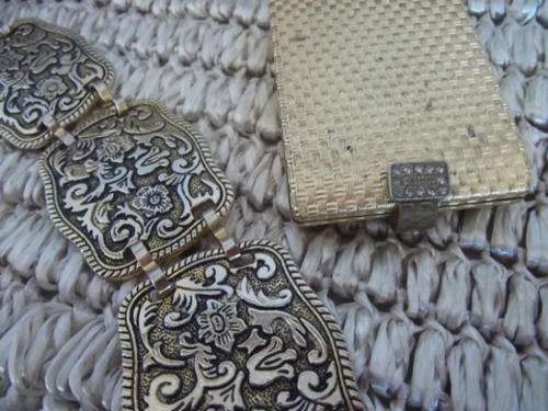 LOVELY GOLDEN TRIO - HANDBAG, BELT AND MIRROR