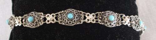 TURQUOISE AND SILVER BRACELET - HANDMADE IN ISRAEL
