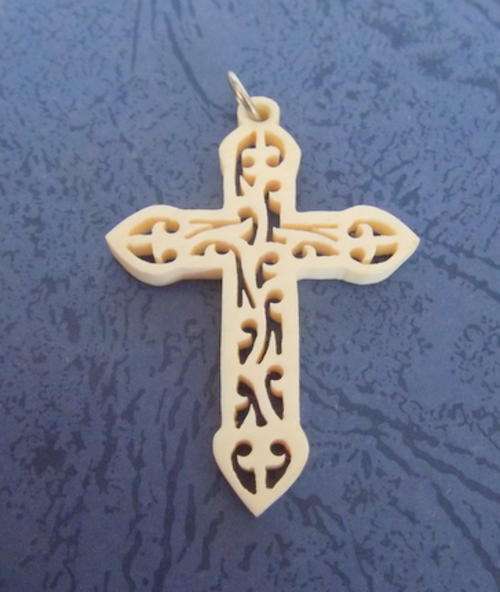VINTAGE LOVELY - CARVED IVORY CROSS
