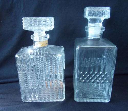 TWO LOVELY CUT GLASS DECANTERS