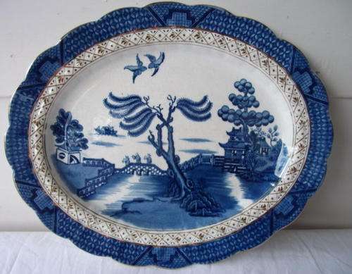"REAL OLD WILLOW" HAND TINTED PLATTER BY BOOTH - 38 cm x 30 cm