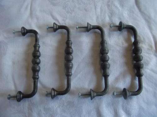FOUR GORGEOUS METAL HANDLES - KIND OF PEWTER LOOK